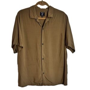 Pacsun Men’s Medium Camel Brown Button-Up Shirt Short Sleeves Dressy Office
